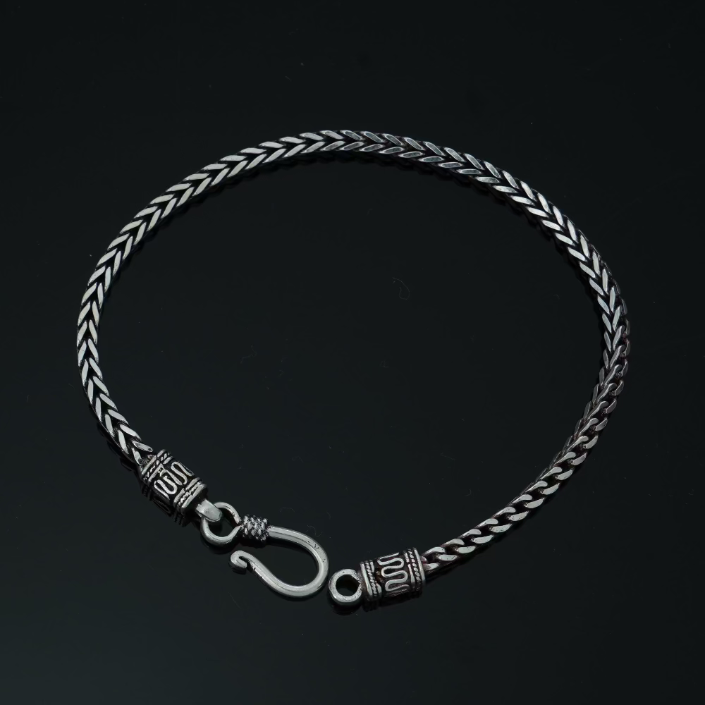 Bold Heritage: Oxidised Silver 925 Vintage Chain Bracelet