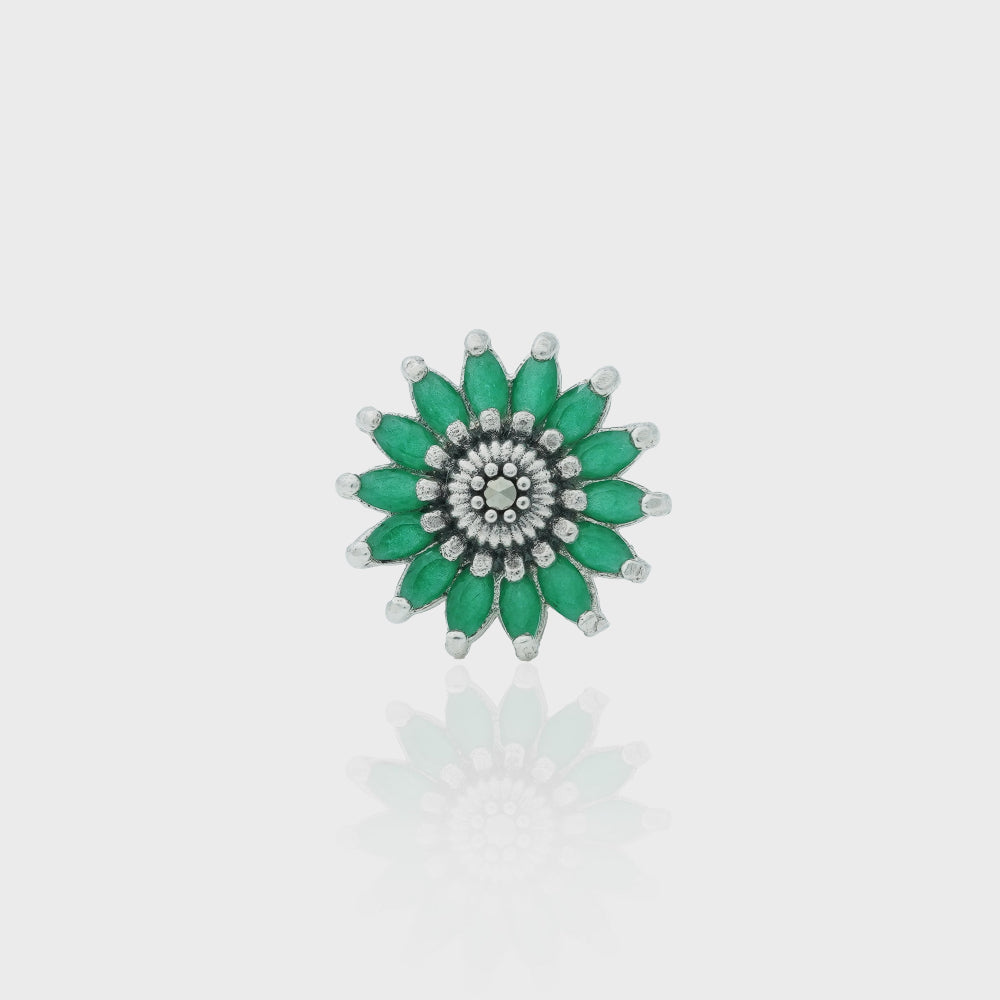 Green Sunflower Studs