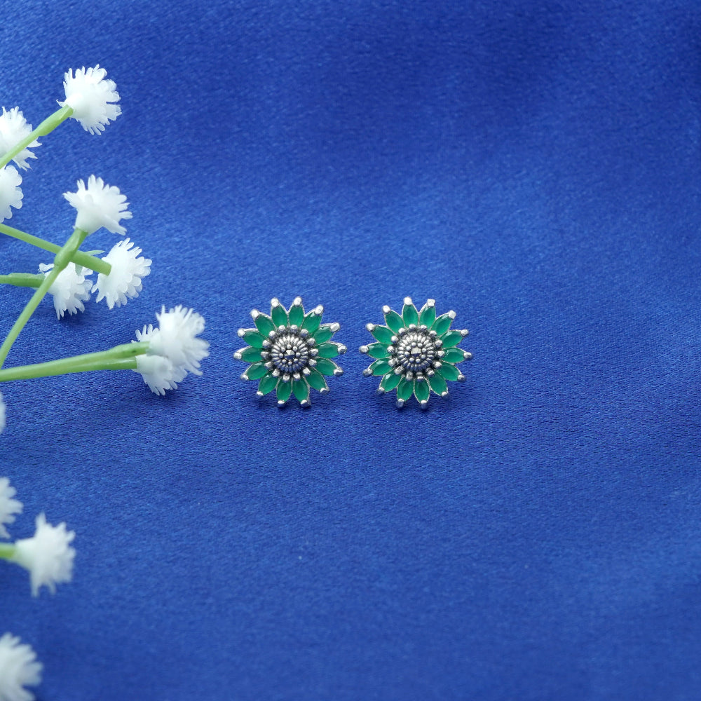 Green Sunflower Studs