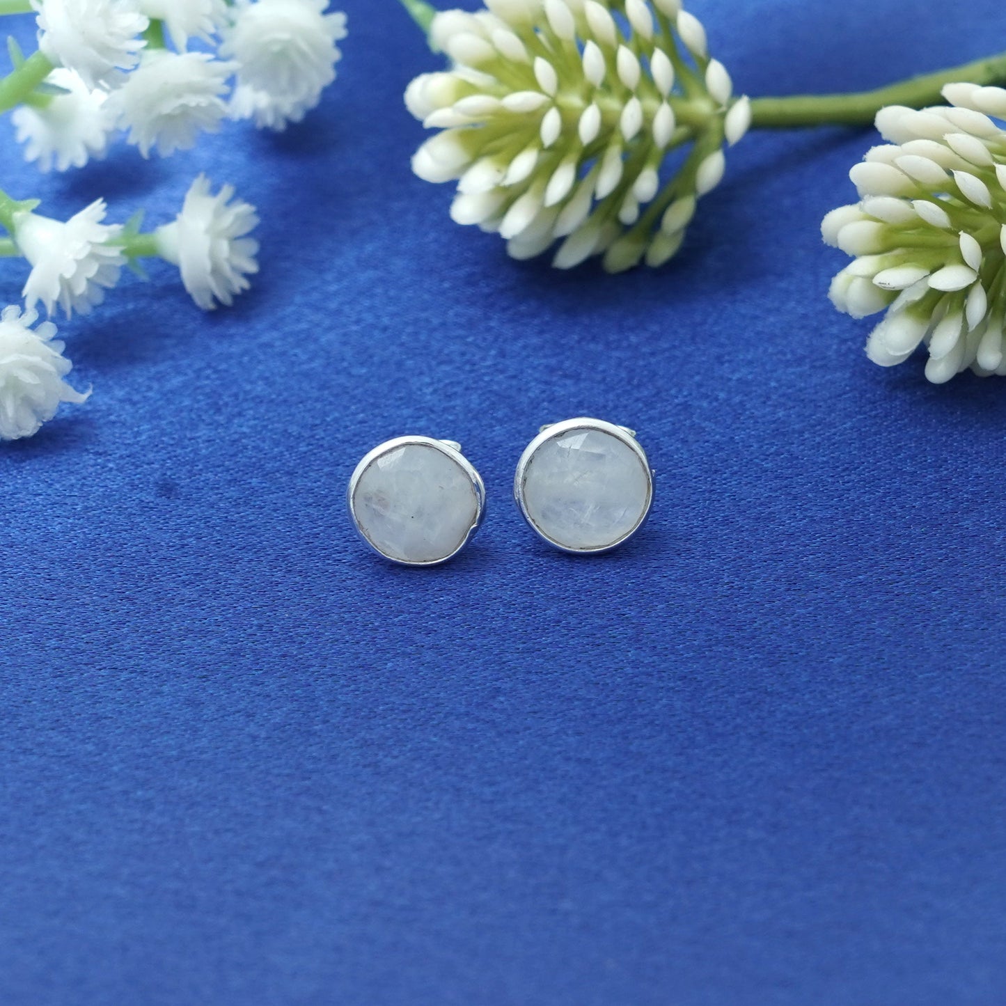 Rainbow Moonstone Studs