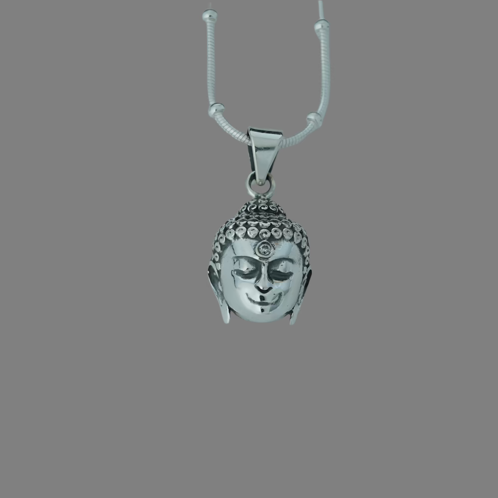 Divine Grace: Sterling Silver 925 Budha Pendant with Zirconia Accent