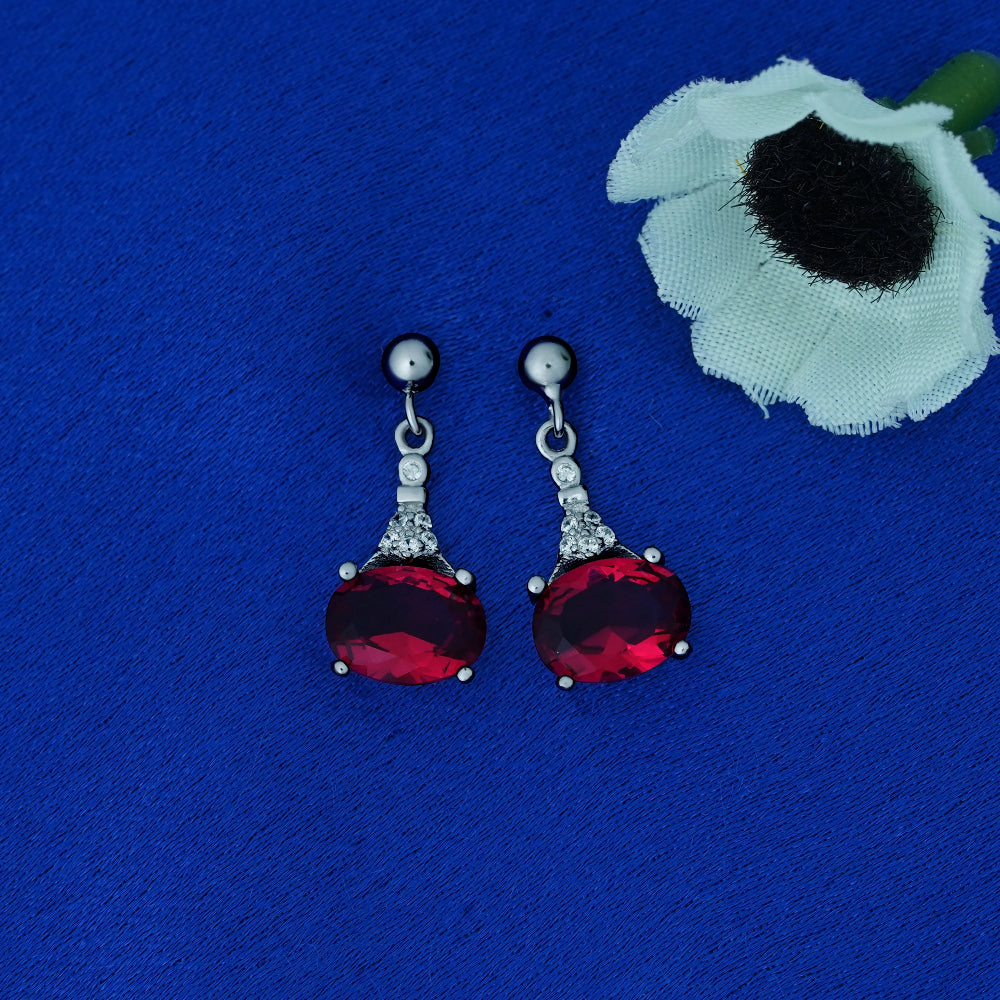 Red Earrings silver