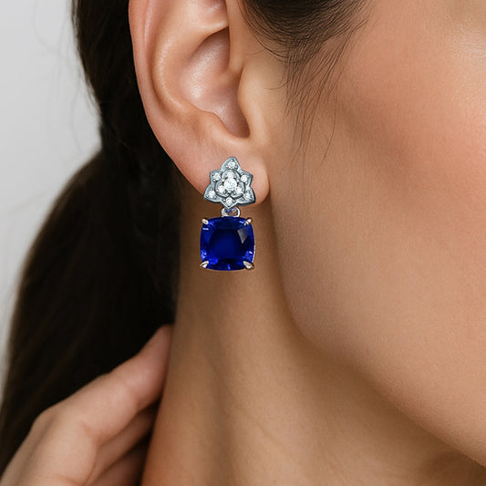 Blue Earrings Model