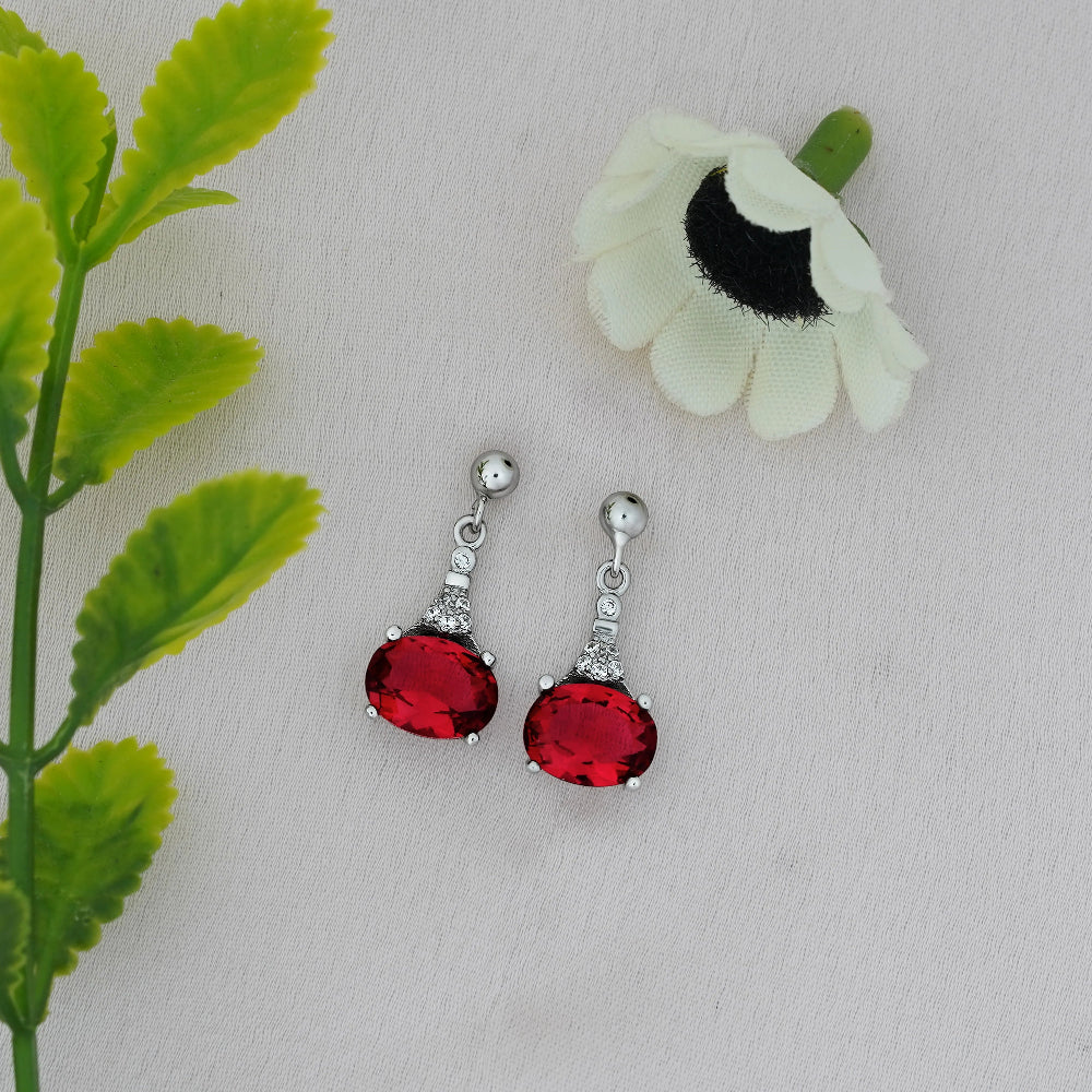 Silver Red Earring