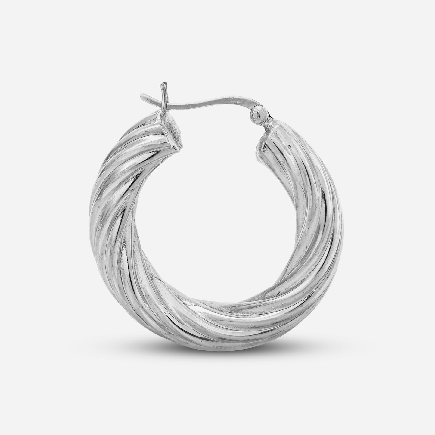 Twisted Elegance – Pure Silver Hoop Earrings