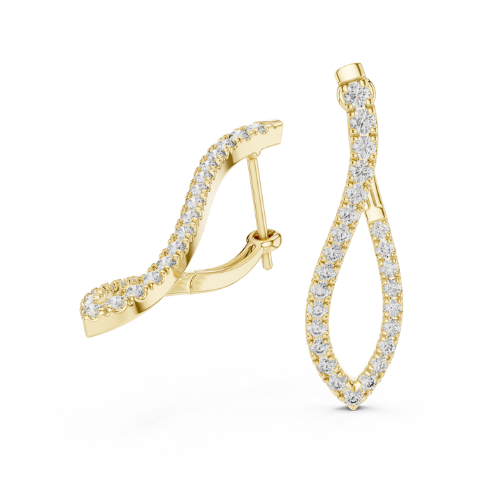 The Undine — Round Pavé Lab-Grown Diamond Drop Earrings