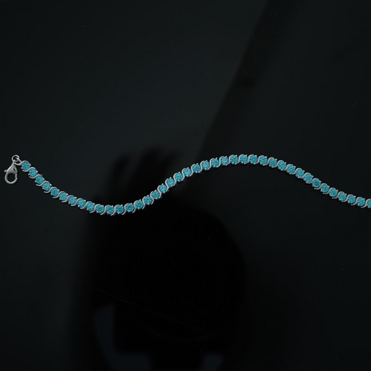 Ocean Glow: Rhodium-Plated Sterling Silver 925 Blue Zirconia Bracelet
