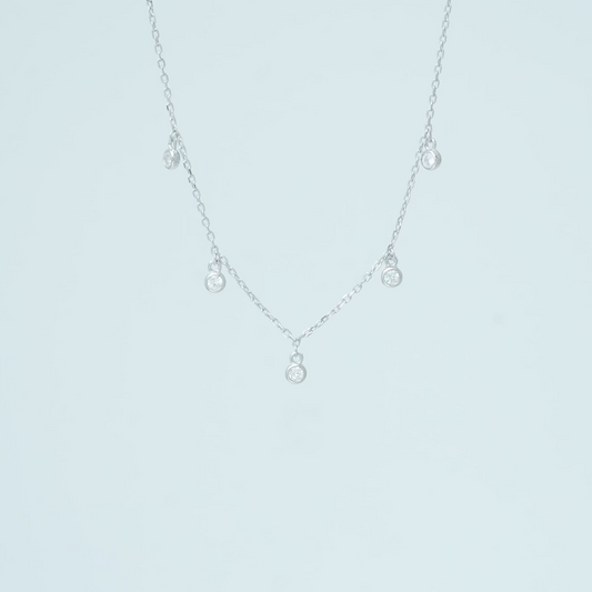 Effortless Chic: Sterling Silver 925 Rhodium-Plated Charm Necklace