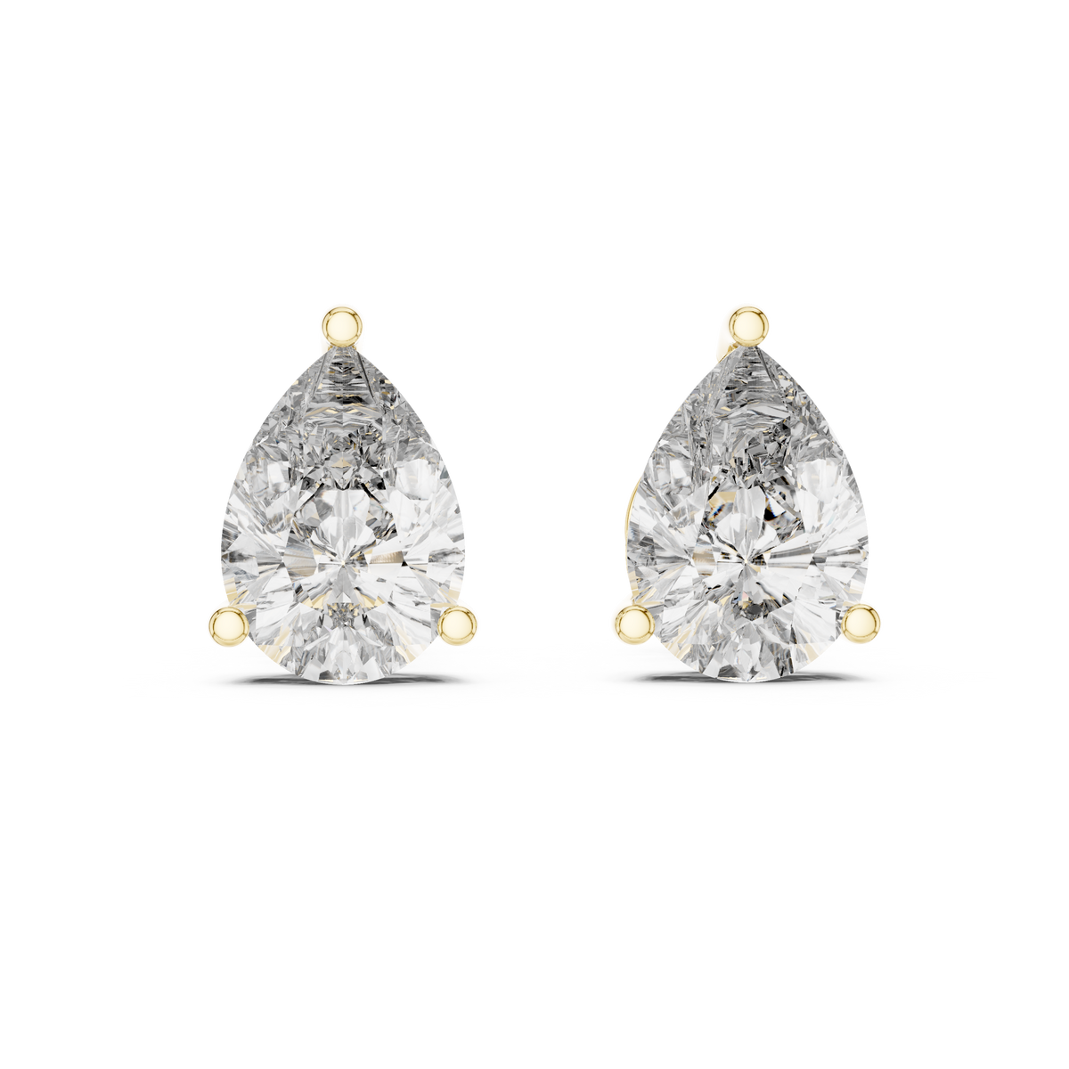 Soleil Pear Solitaire Stud Earrings