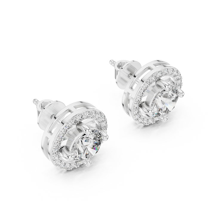 Isabeau Round Halo Stud Earrings