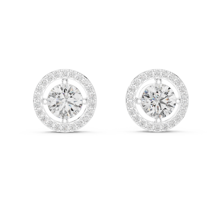 Isabeau Round Halo Stud Earrings