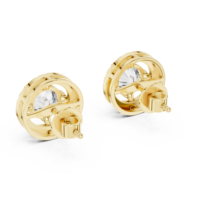 Isabeau Round Halo Lab-Grown Diamond Stud Earrings