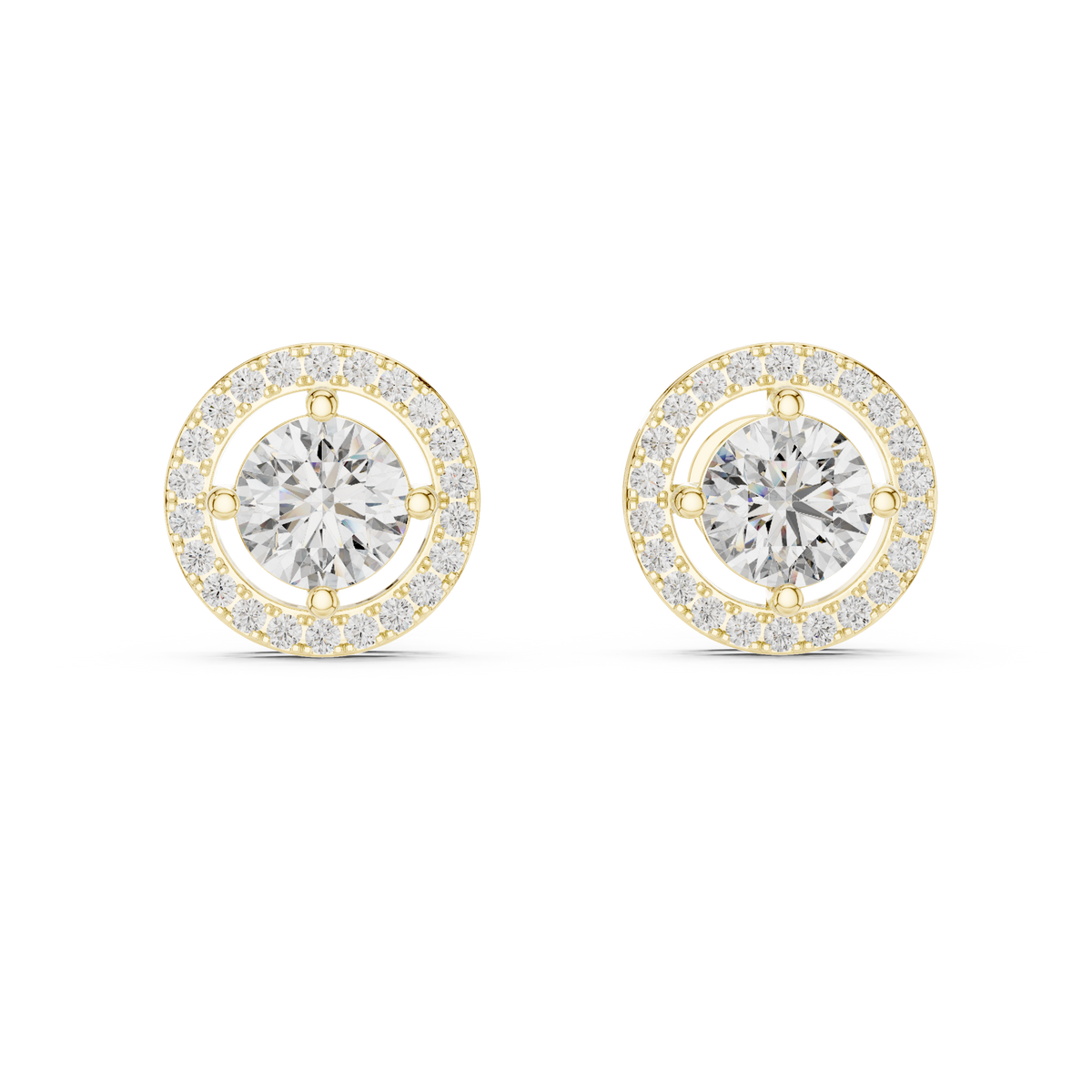 Isabeau Round Halo Stud Earrings