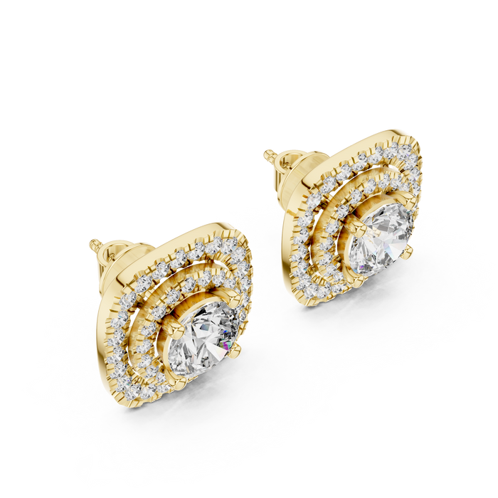 Margaux Cushion Halo Lab-Grown Diamond Stud Earrings