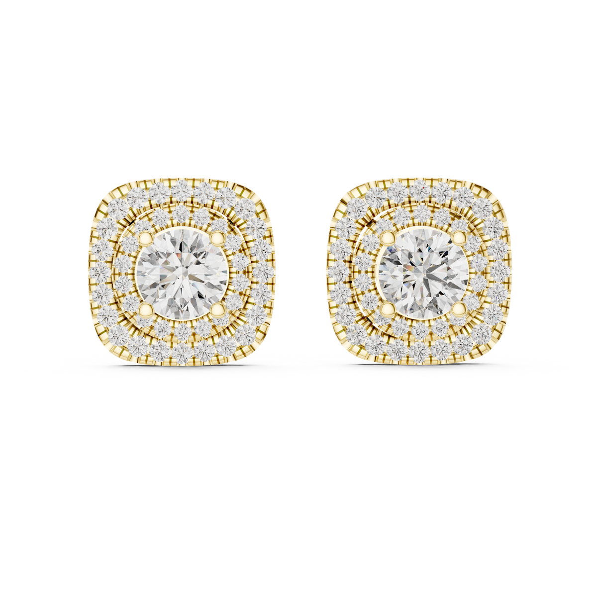 Margaux Cushion Halo Stud Earrings