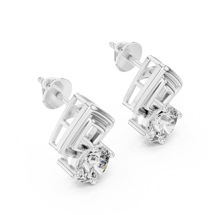 Vivienne Emerald Three-Stone Stud Earrings