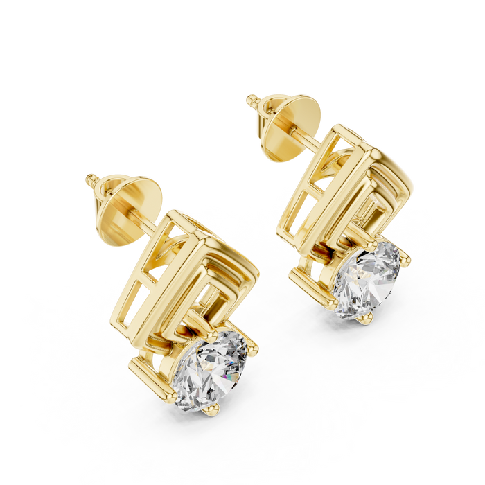 Vivienne Emerald Three-Stone Lab-Grown Diamond Stud Earrings