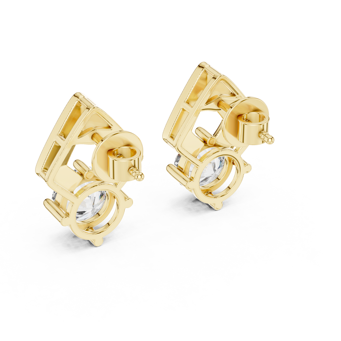 Vivienne Emerald Three-Stone Lab-Grown Diamond Stud Earrings