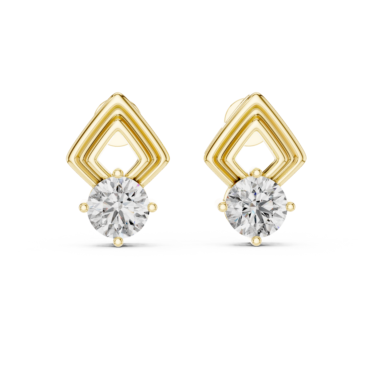 Vivienne Emerald Three-Stone Stud Earrings