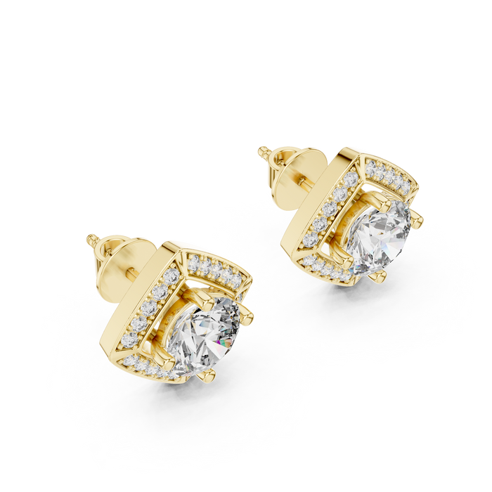 Delphine Princess Halo Lab-Grown Diamond Stud Earrings