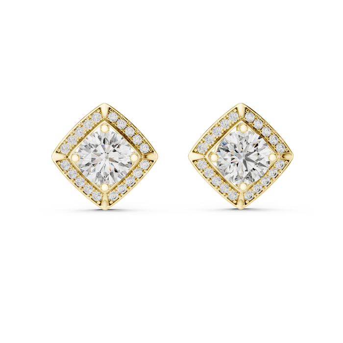 Delphine Princess Halo Lab-Grown Diamond Stud Earrings