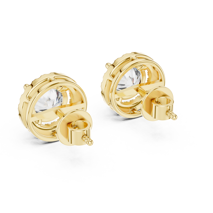 Sylvie Round Halo Lab-Grown Diamond Stud Earrings