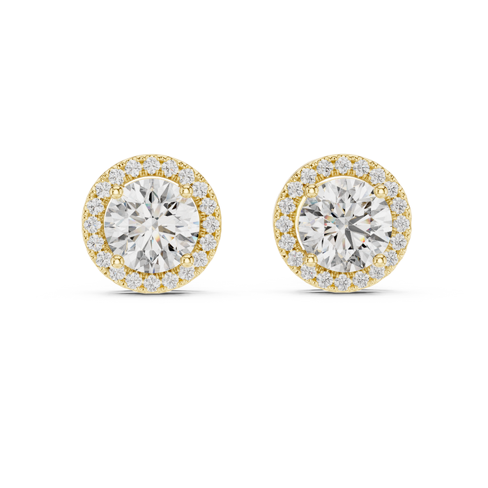 Sylvie Round Halo Lab-Grown Diamond Stud Earrings