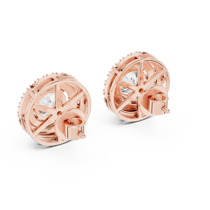 Camille Round Floral-Halo Stud Earrings