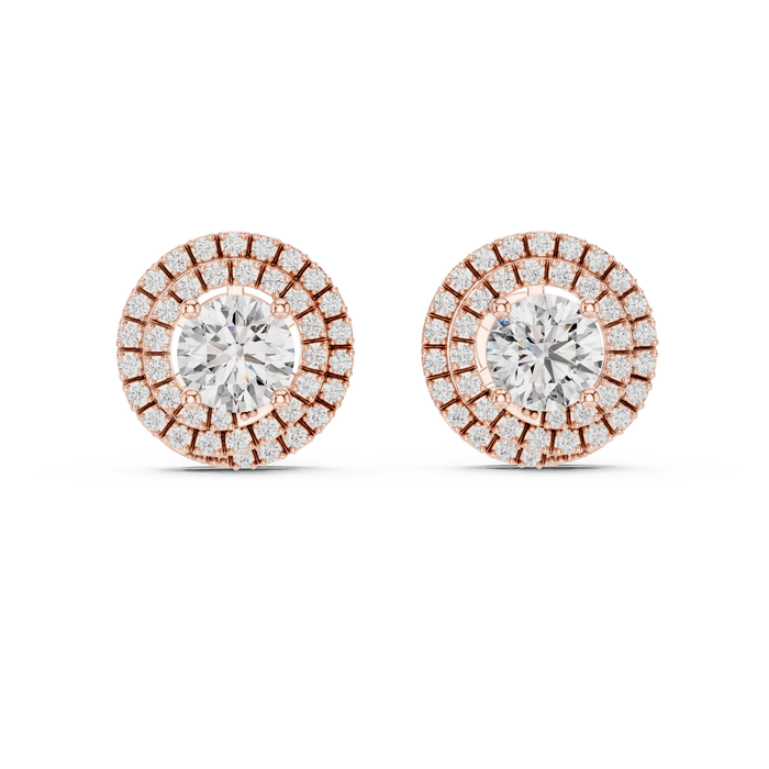 Camille Round Floral-Halo Stud Earrings