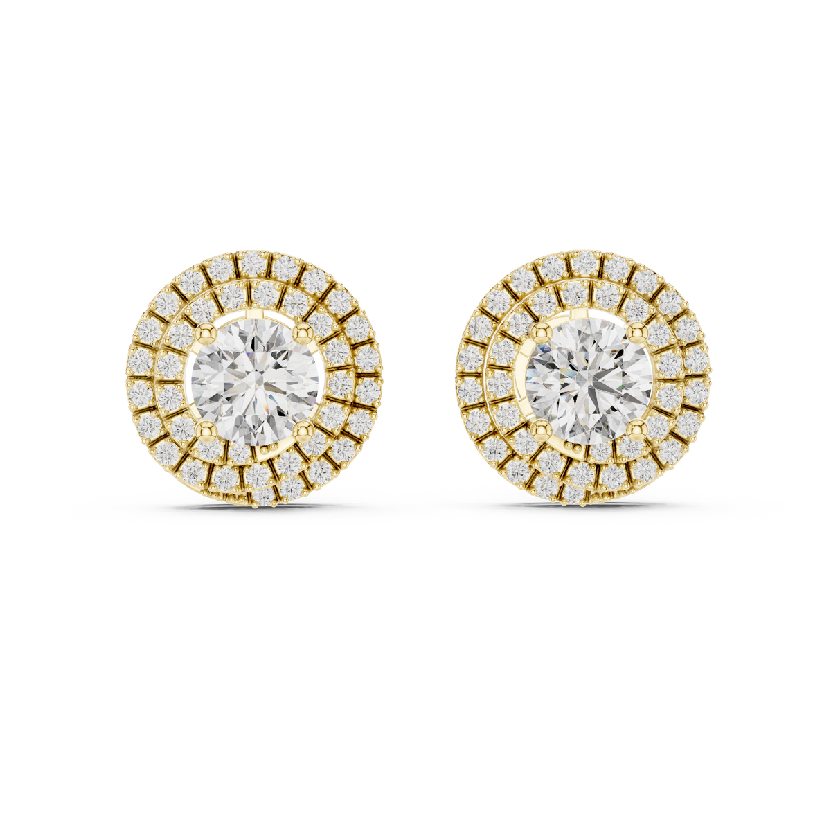 Camille Round Floral-Halo Stud Earrings
