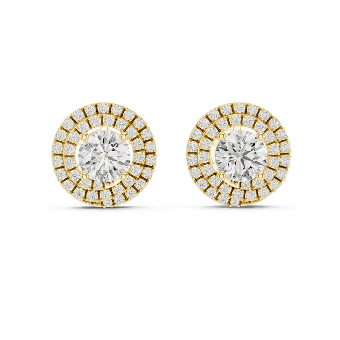Camille Round Floral-Halo Lab-Grown Diamond Stud Earrings