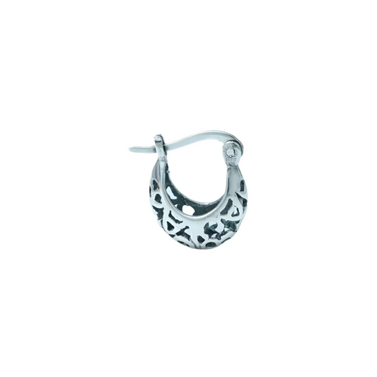 Boho Charm: Sterling Silver 925 Small Filigree Hoop Earrings