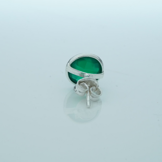 Vibrant Serenity: Sterling Silver 925 Green Onyx Stud Earrings