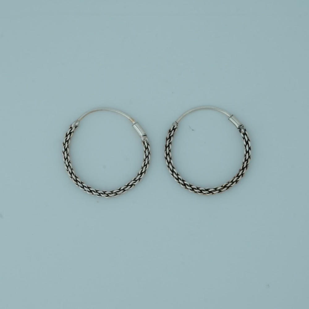 Timeless Tradition: Silver 925 Oxidised Bali Hoop Earrings
