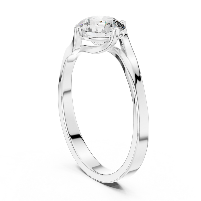 Inès Wave Bypass Solitaire Ring