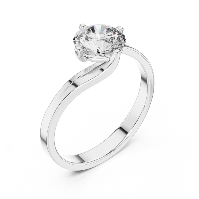 Inès Wave Bypass Solitaire Ring