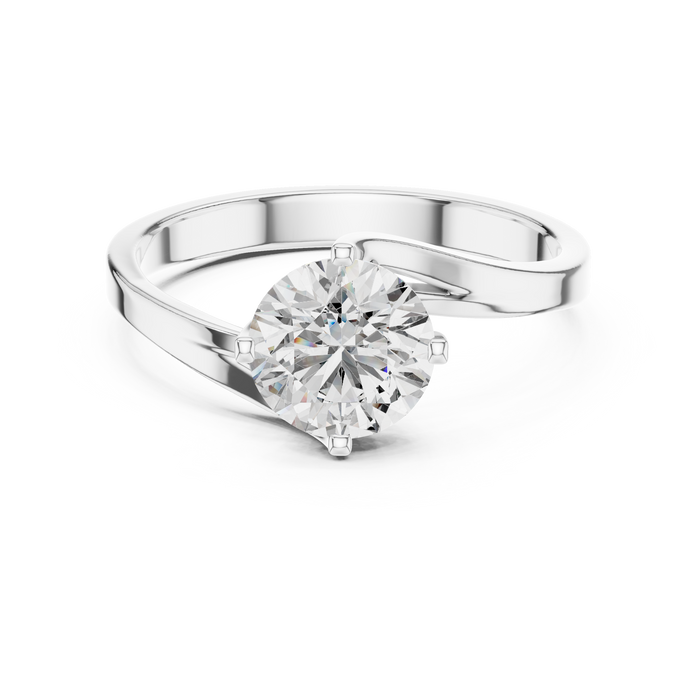 Inès Wave Bypass Solitaire Ring