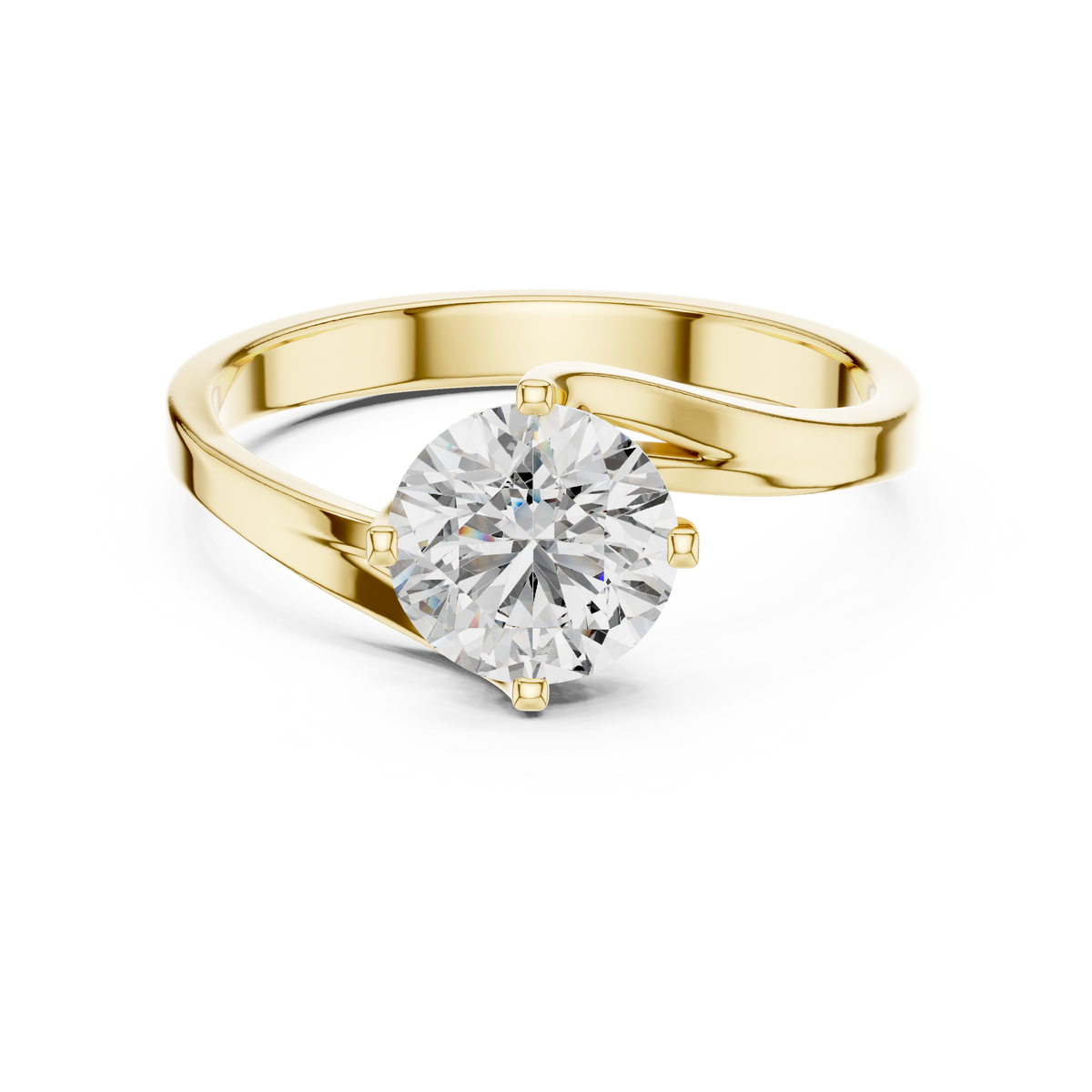 Inès Wave Bypass Solitaire Ring