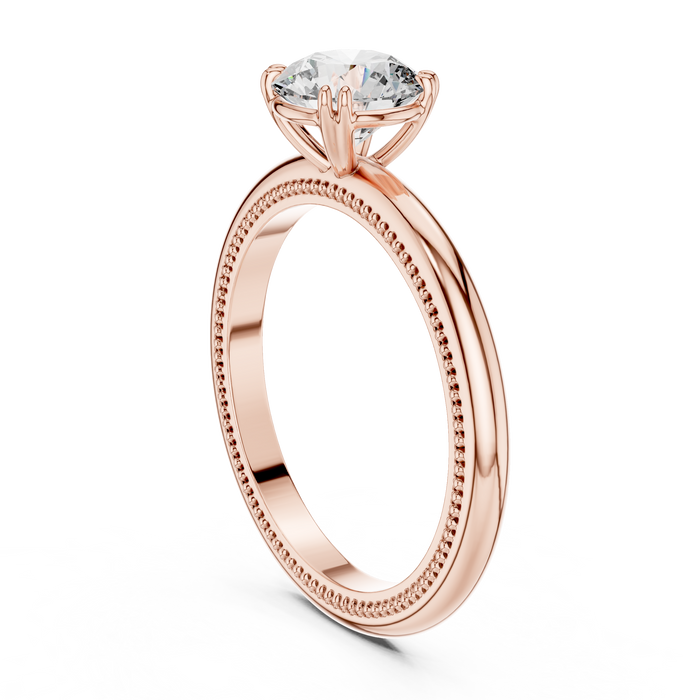 Lila Milgrain Slender Solitaire Ring