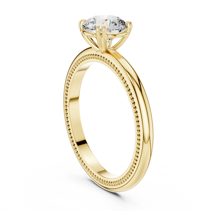 Lila Milgrain Slender Solitaire Lab-Grown Diamond Ring