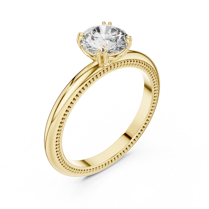 Lila Milgrain Slender Solitaire Lab-Grown Diamond Ring