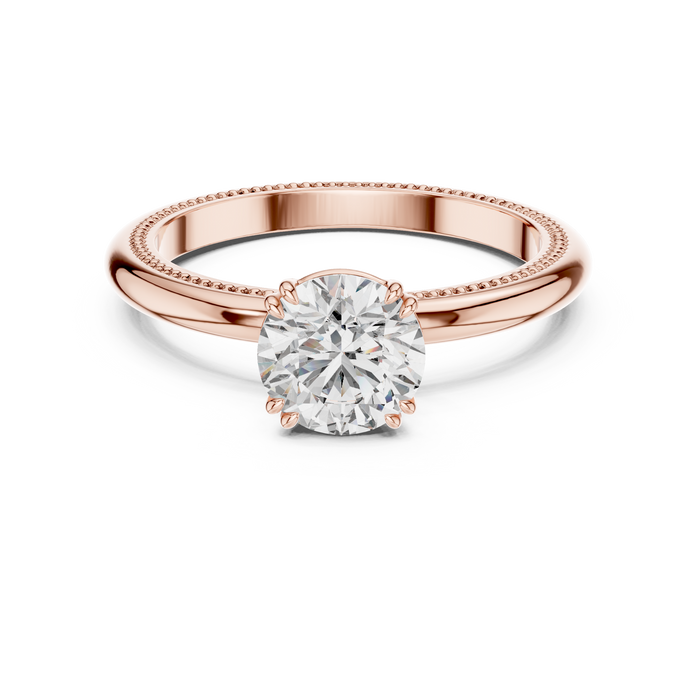 Lila Milgrain Slender Solitaire Ring