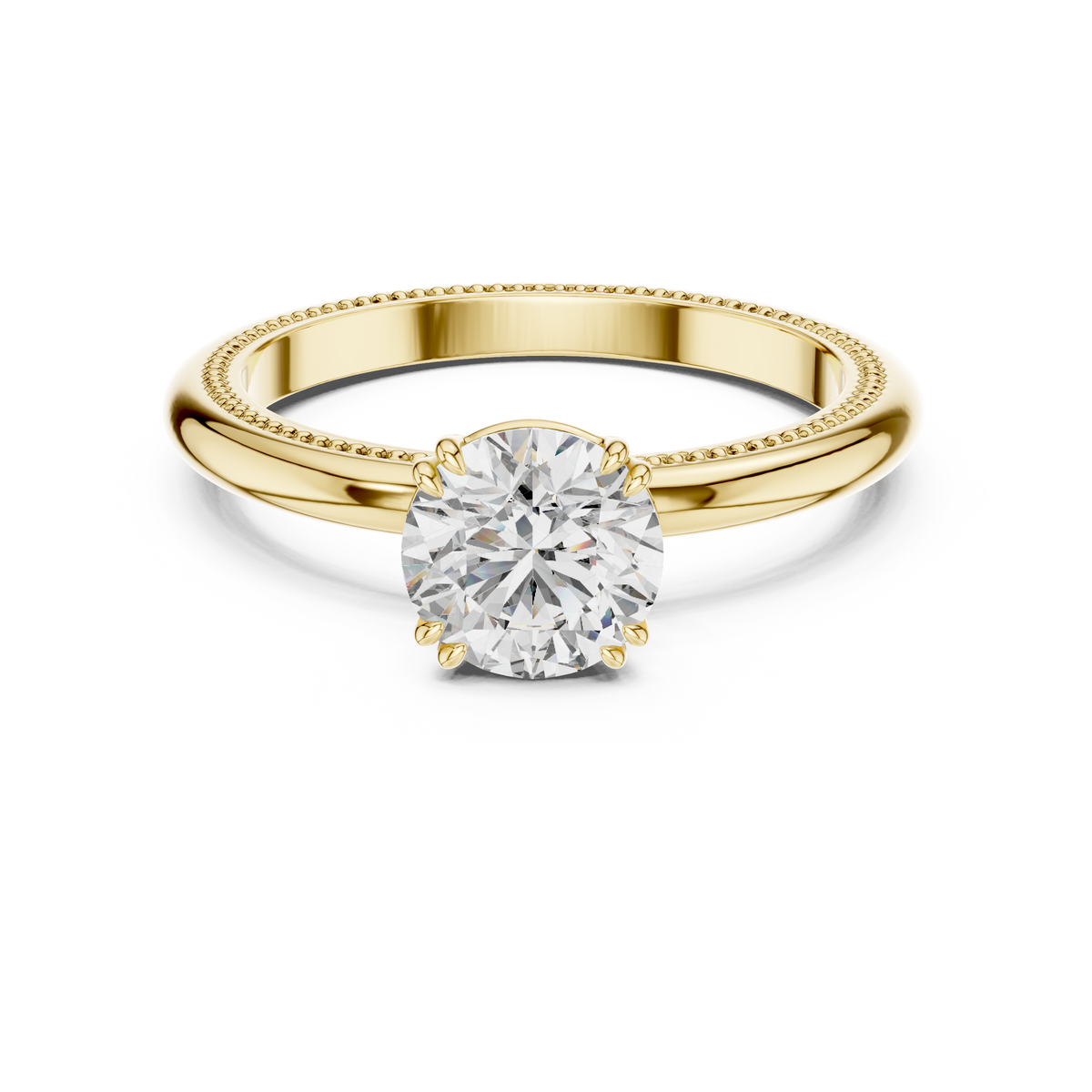 Lila Milgrain Slender Solitaire Ring