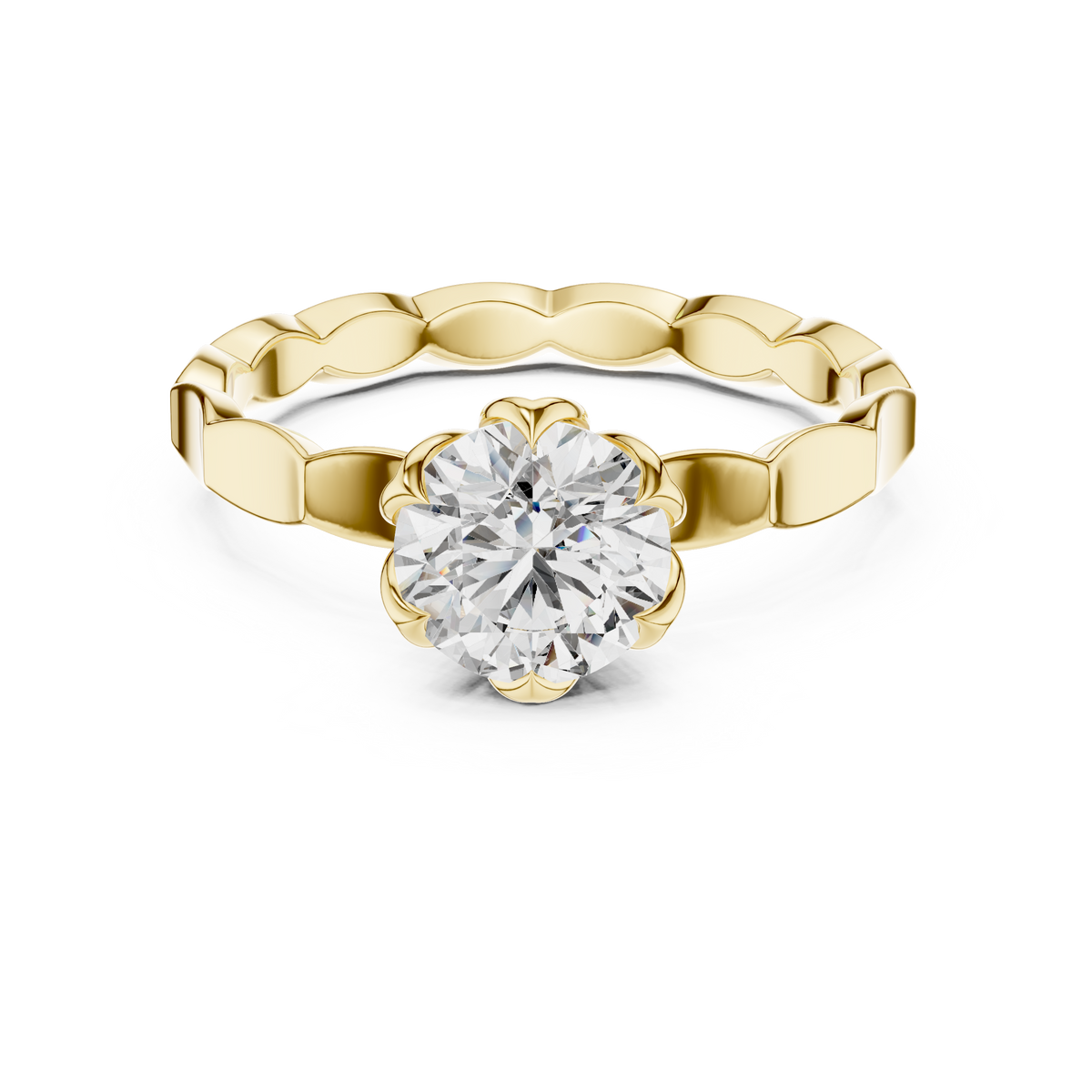 Nadia Scalloped Vintage Solitaire Ring