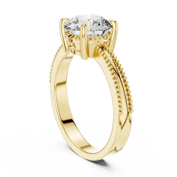 Valentine Pave Milgrain Solitaire Lab-Grown Diamond Ring