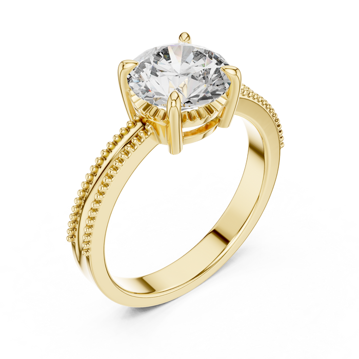 Valentine Pave Milgrain Solitaire Lab-Grown Diamond Ring