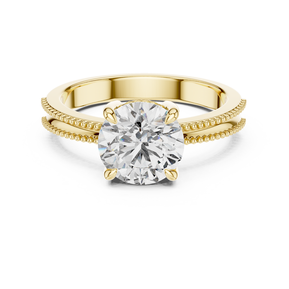 Valentine Pave Milgrain Solitaire Ring