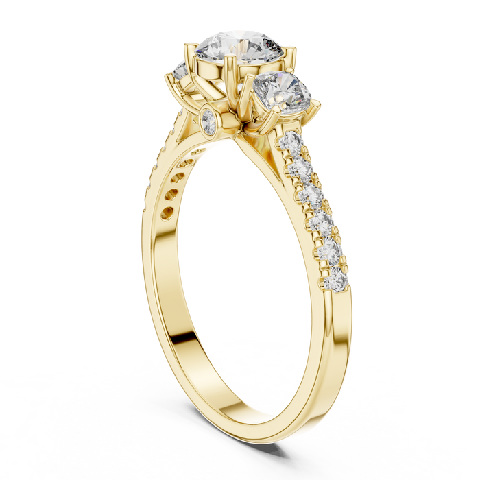 Cosette Graduated Pave Side-Stone Lab-Grown Diamond Ring