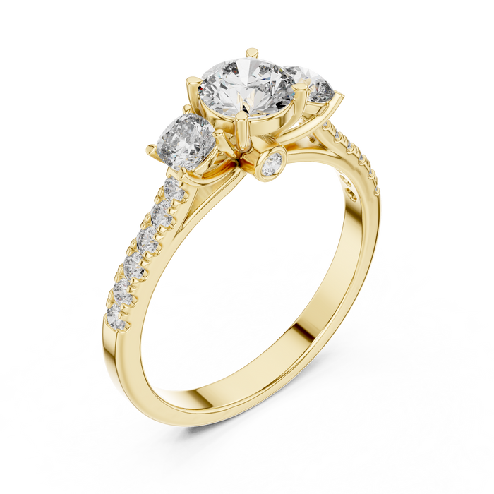 Cosette Graduated Pave Side-Stone Lab-Grown Diamond Ring