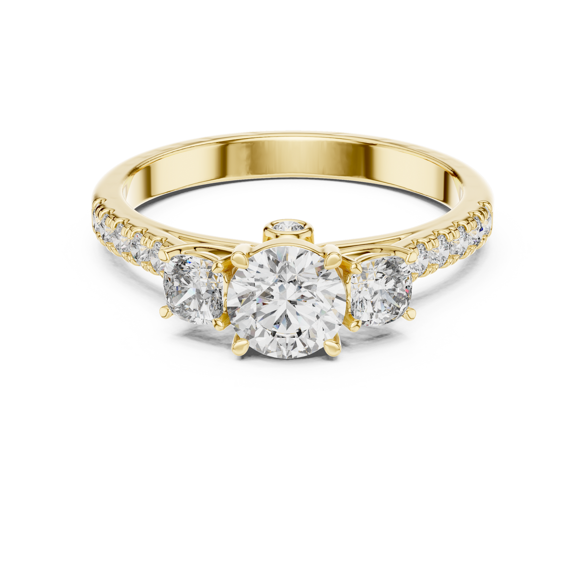 Cosette Graduated Pave Side-Stone Ring